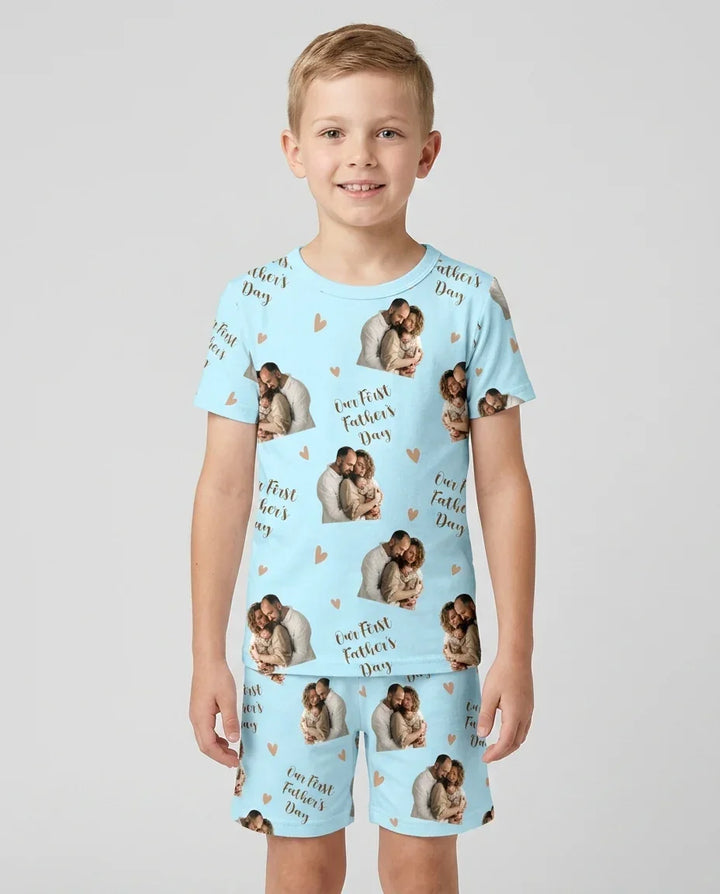 Custom Photo Our First as Parents Bamboo Two Piece Short Sleeve Shorts Pajama Set