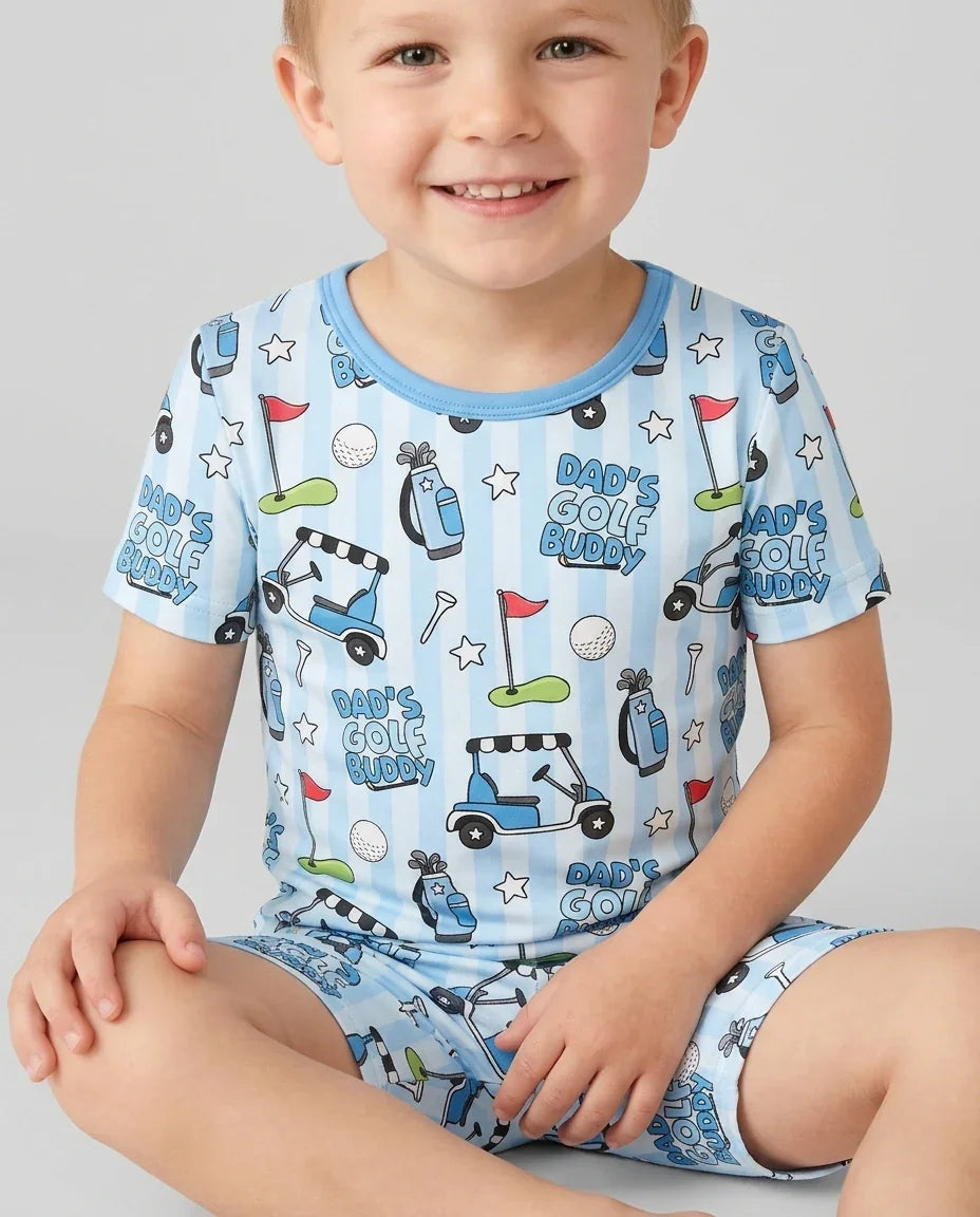 Dad's Golf Buddy Bamboo Two Piece Short Sleeve Shorts Pajama Set