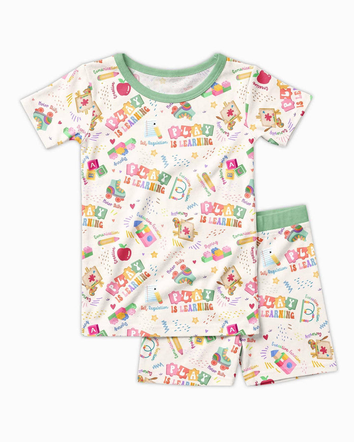 Conjunto de Pijama de Dos Piezas de Bambú con Mangas Cortas y Pantalones Cortos