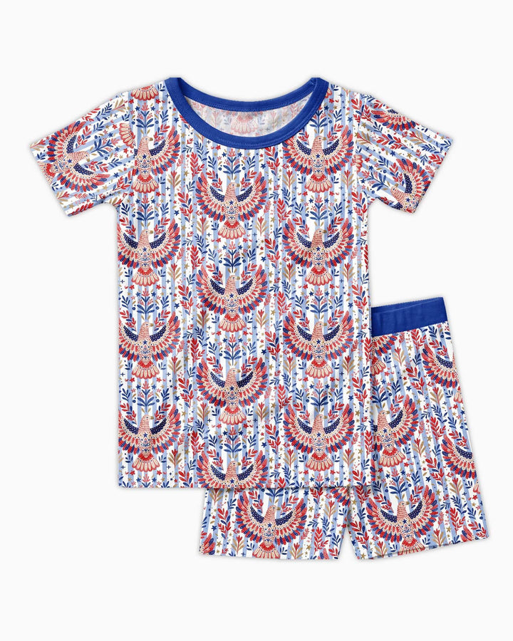 Patriotic Eagle Bamboo Two Piece Short Sleeve Shorts Pajama Set