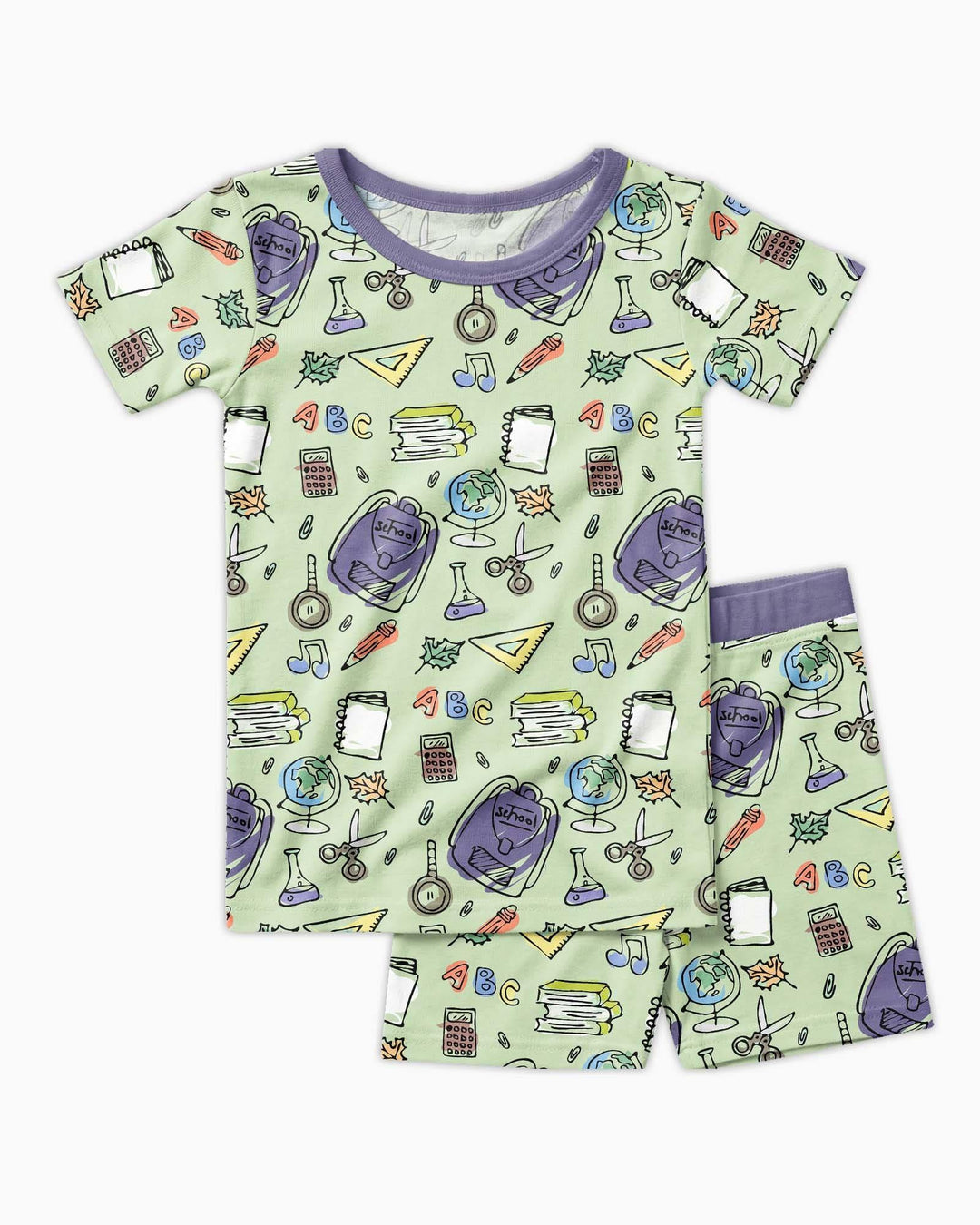 Doodle School Days Bamboo Two Piece Short Sleeve Shorts Pajama Set
