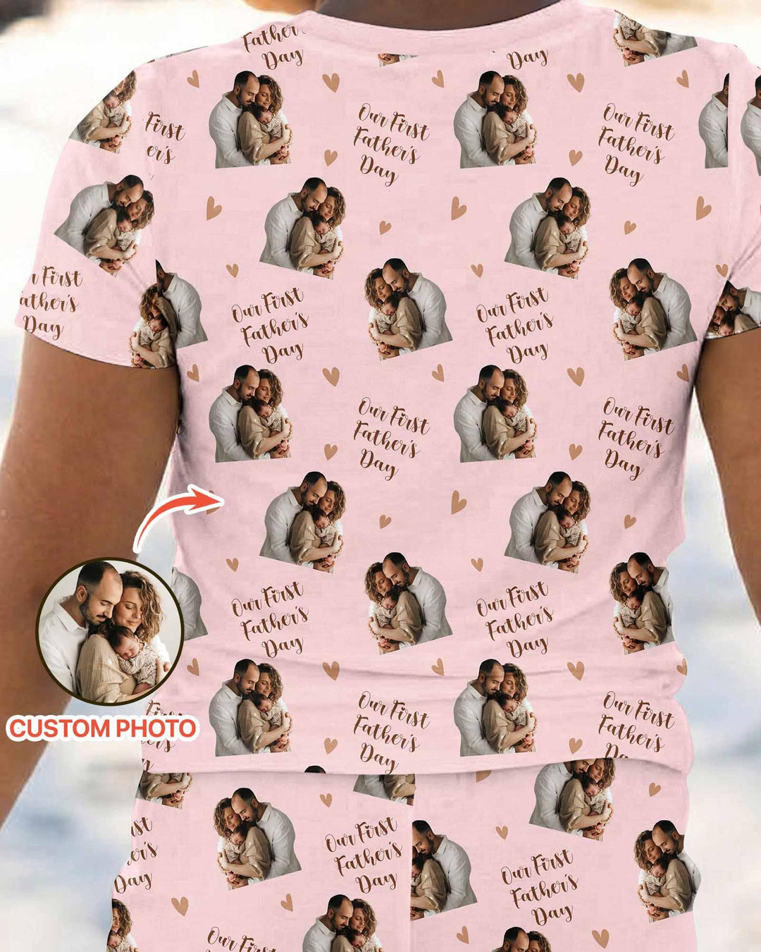 Custom Photo Our First as Parents Bamboo Two Piece Short Sleeve Shorts Pajama Set