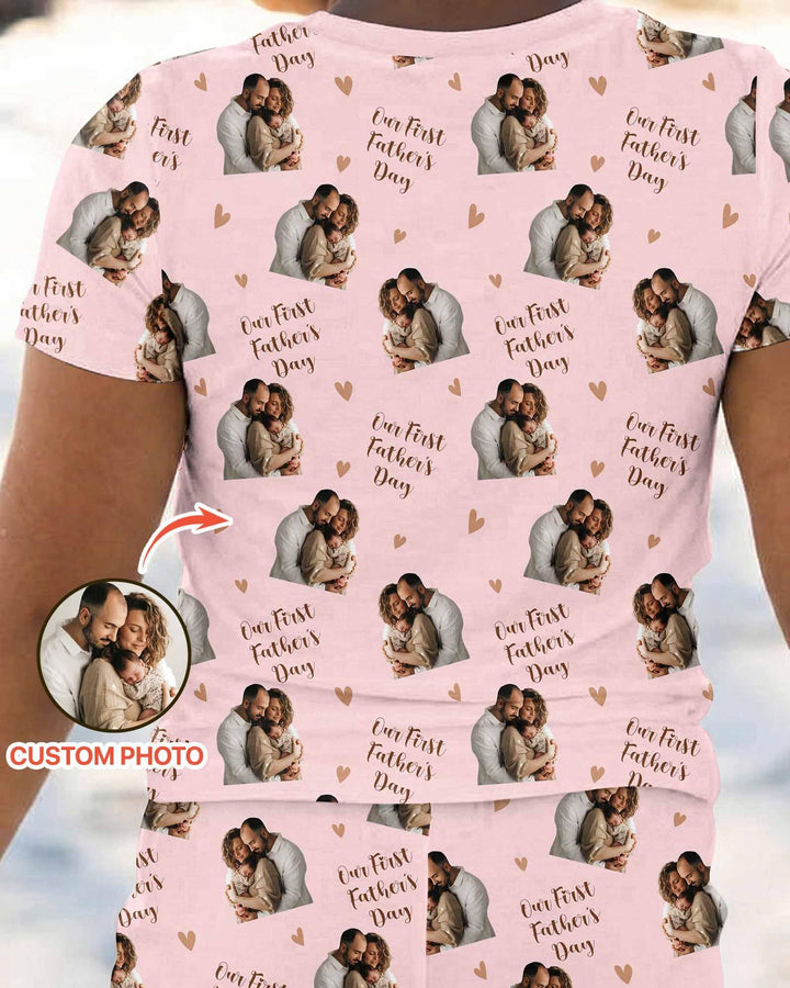 Custom Photo Our First as Parents Bamboo Two Piece Short Sleeve Shorts Pajama Set