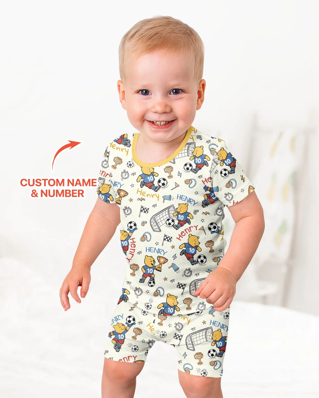 Pijama de bambú de dos piezas de manga corta con pantalón corto, plantilla personalizada