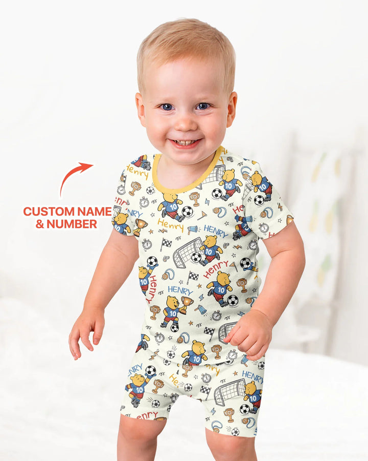 Pijama de bambú de dos piezas de manga corta con pantalón corto, plantilla personalizada