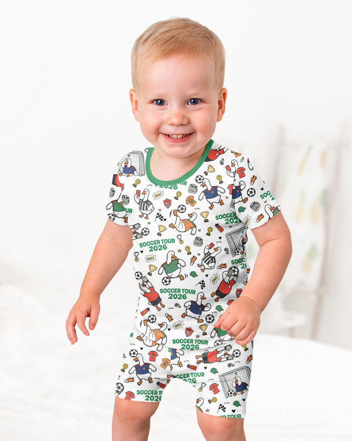 Funny Goose Soccer Tour 2026 Bamboo Two Piece Short Sleeve Shorts Pajama Set