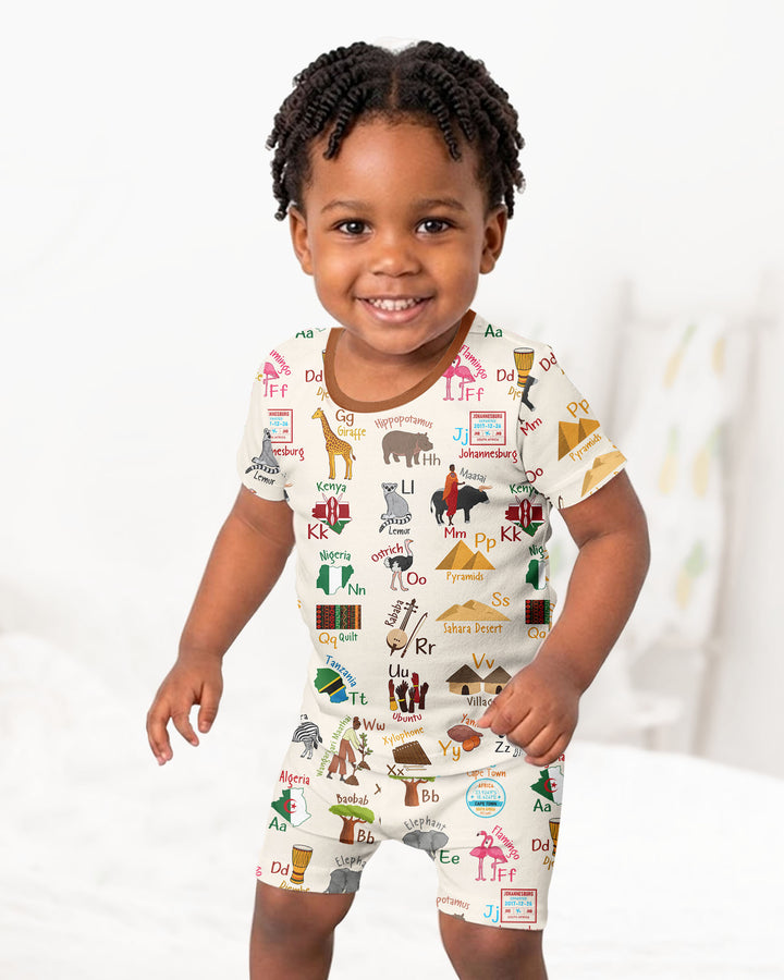 Conjunto de Pijama de Dos Piezas de Bambú con Mangas Cortas y Pantalones Cortos