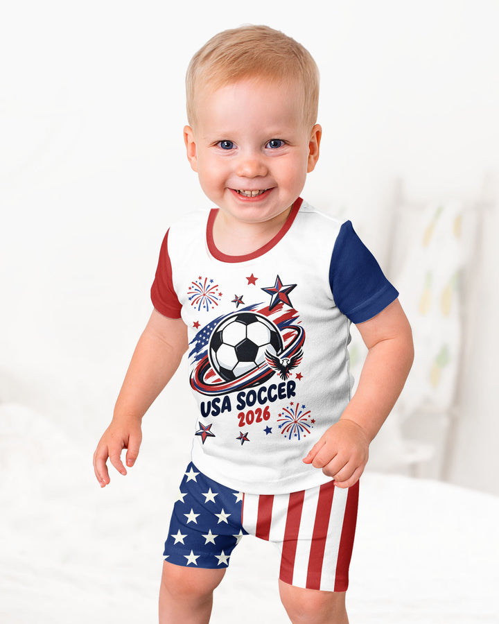 USA Soccer 2026 Family Matching Bamboo Two Piece Short Sleeve Shorts Pajama Set