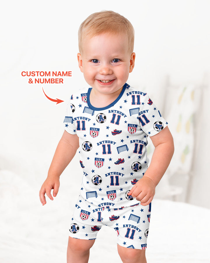 Zweiteiliges Pyjama-Set mit kurzen Ärmeln und Shorts im Sommer-Design