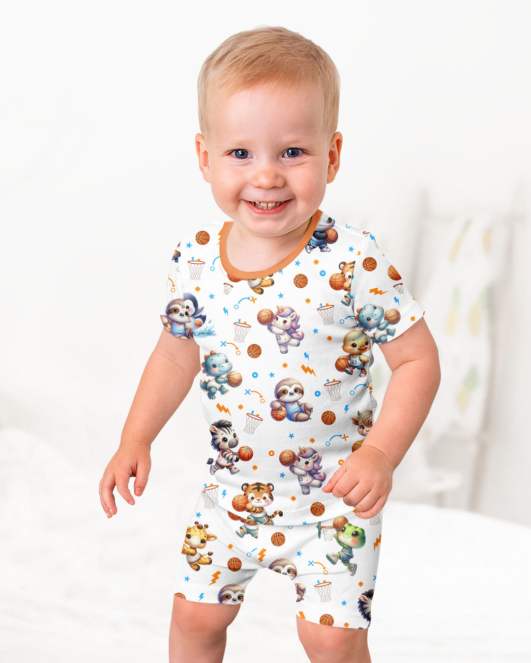Schlafanzug-Set zweiteilig, kurze Ärmel, kurze Hose, Bambus