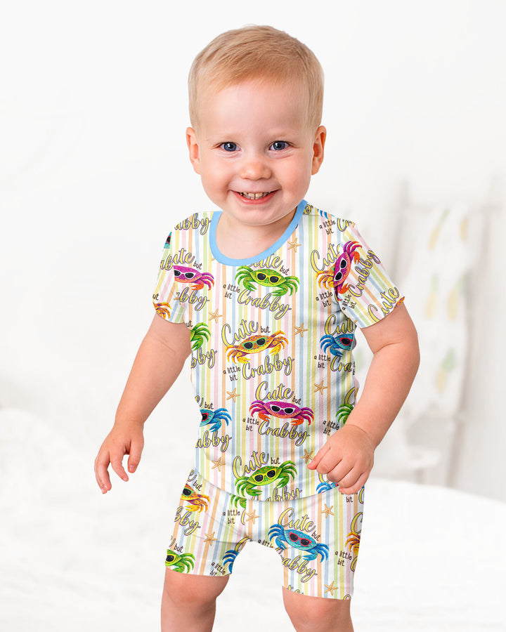 Conjunto de Pijama de Dos Piezas de Bambú con Mangas Cortas y Pantalones Cortos