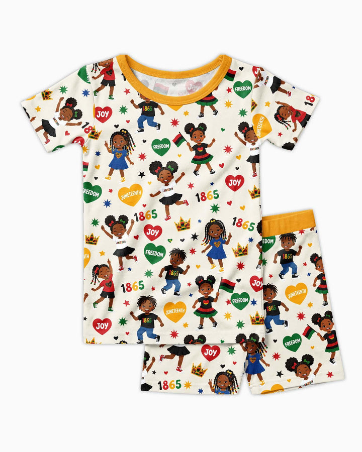 Celebrate Juneteenth Freedom Bamboo Two Piece Short Sleeve Shorts Pajama Set