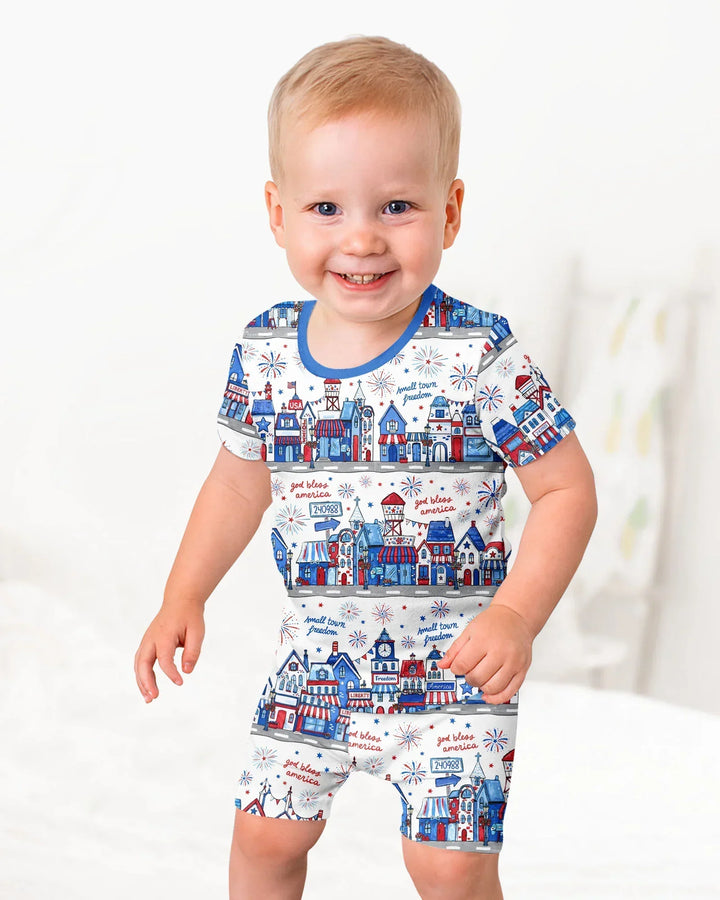 Conjunto de Pijama de Dos Piezas de Bambú con Mangas Cortas y Pantalones Cortos