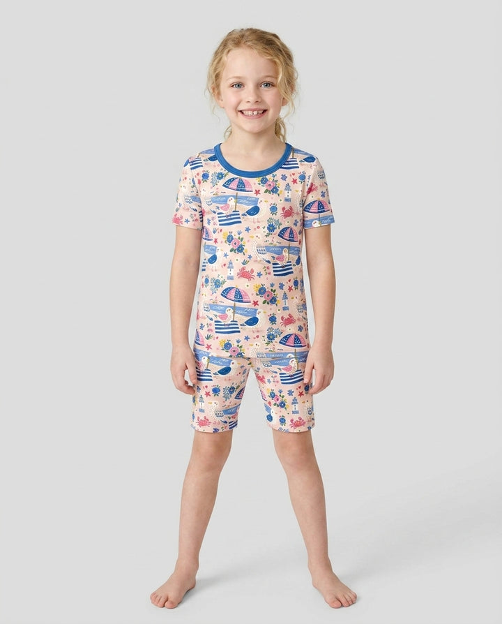Conjunto de Pijama de Dos Piezas de Bambú con Mangas Cortas y Pantalones Cortos
