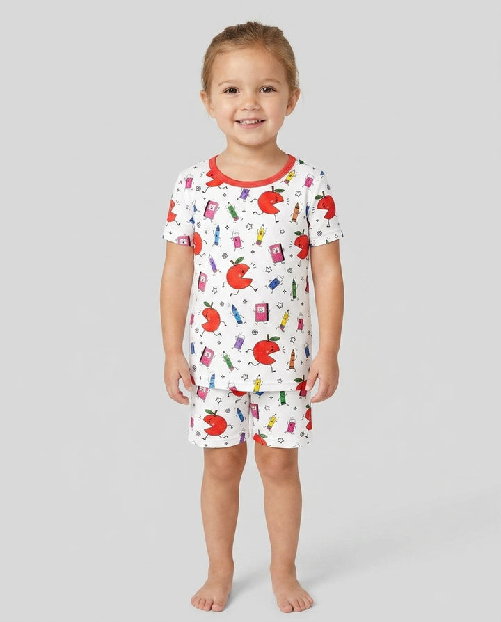 Conjunto de Pijama de Dos Piezas de Bambú con Mangas Cortas y Pantalones Cortos