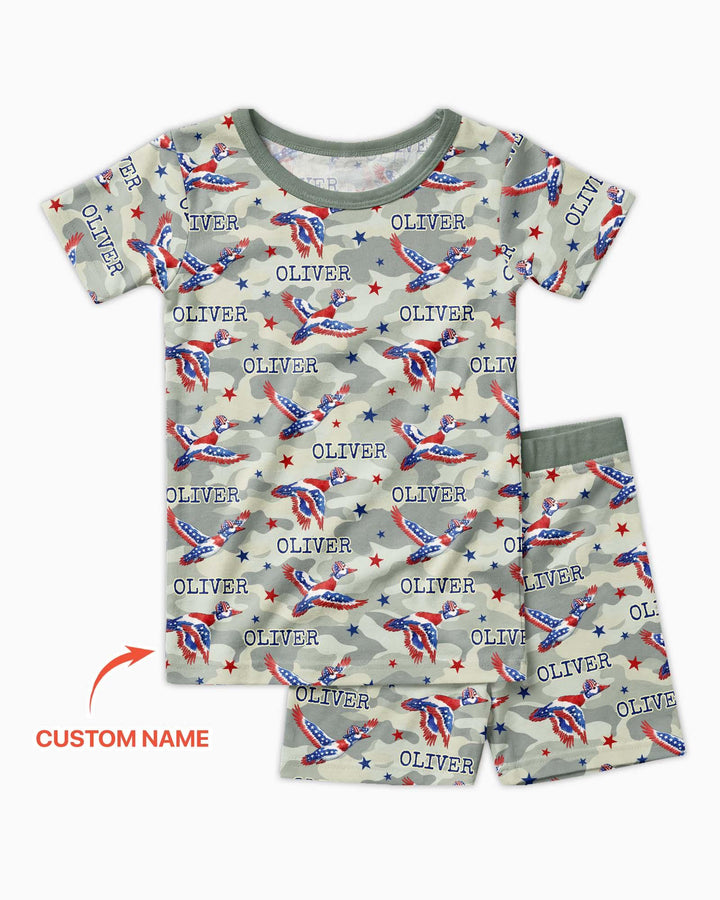 Zweiteiliges Pyjama-Set mit kurzen Ärmeln und Shorts im Sommer-Design