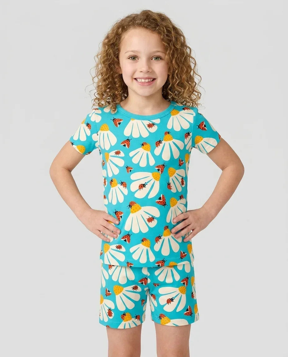 Lucky Little Bug Bamboo Two Piece Short Sleeve Shorts Pajama Set