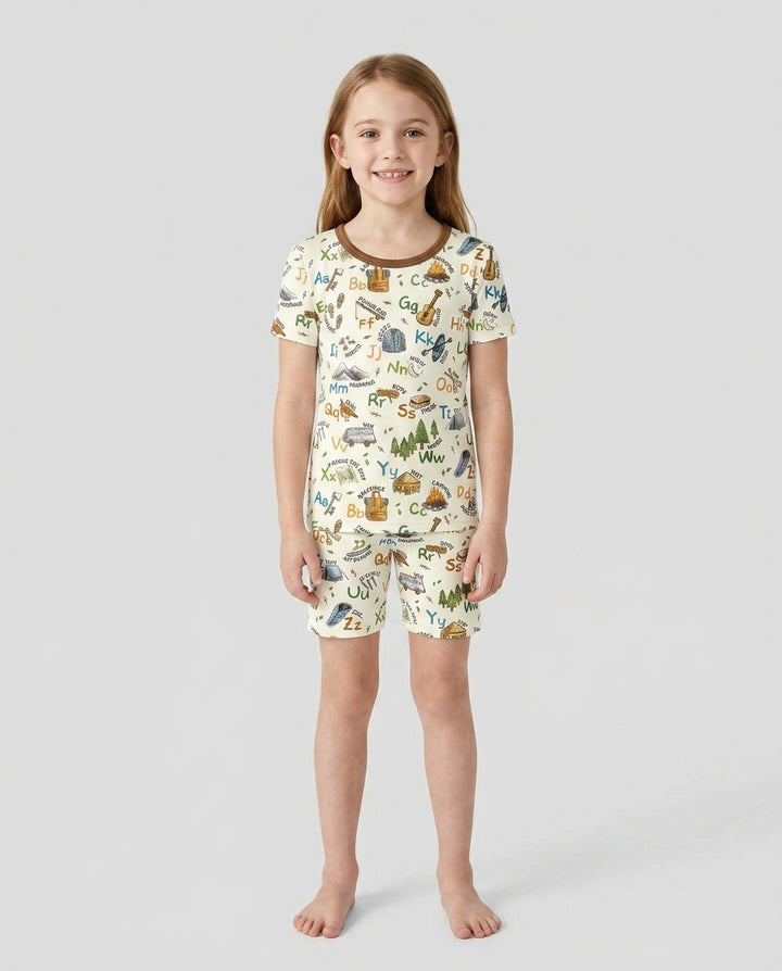 Conjunto de Pijama de Dos Piezas de Bambú con Mangas Cortas y Pantalones Cortos