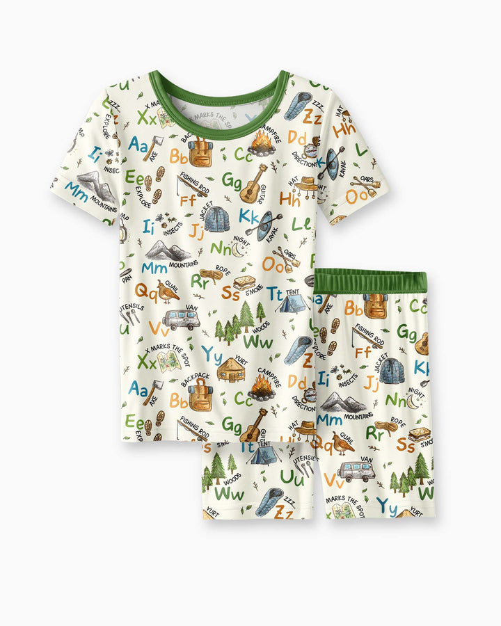 Conjunto de Pijama de Dos Piezas de Bambú con Mangas Cortas y Pantalones Cortos
