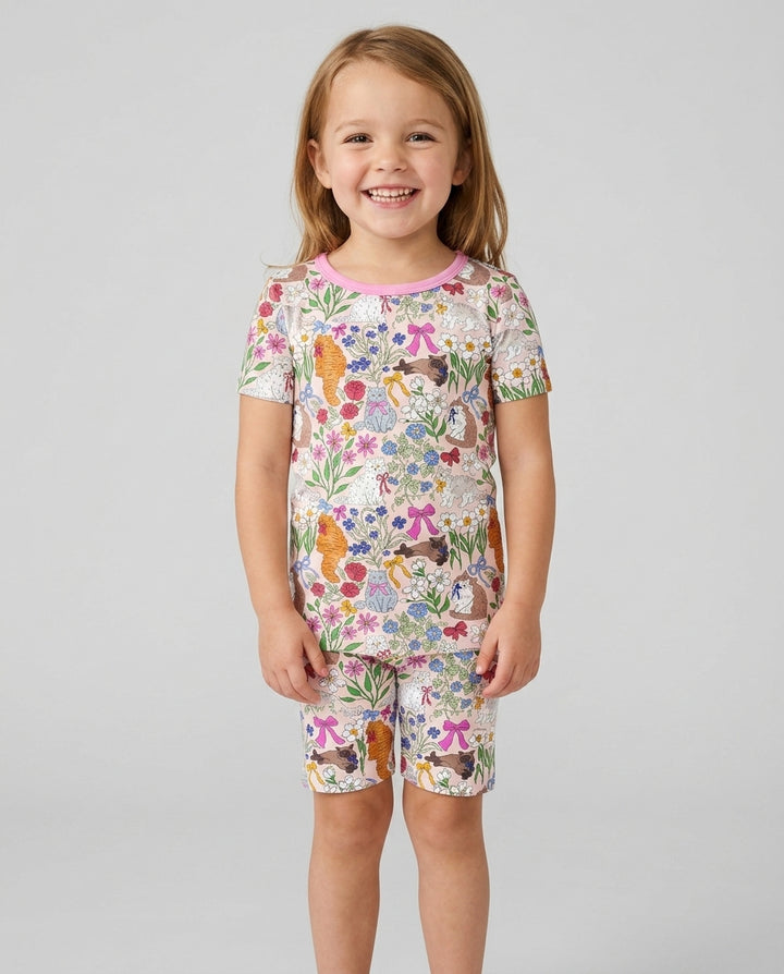 Schlafanzug-Set zweiteilig, kurze Ärmel, kurze Hose, Bambus