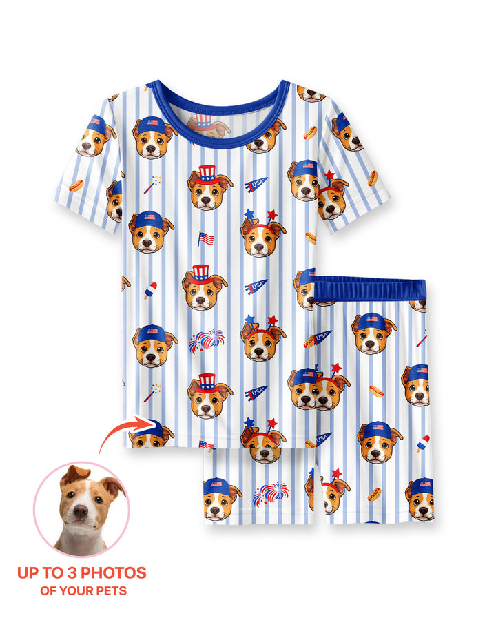 Conjunto de Pijama de Dos Piezas de Bambú con Mangas Cortas y Pantalones Cortos
