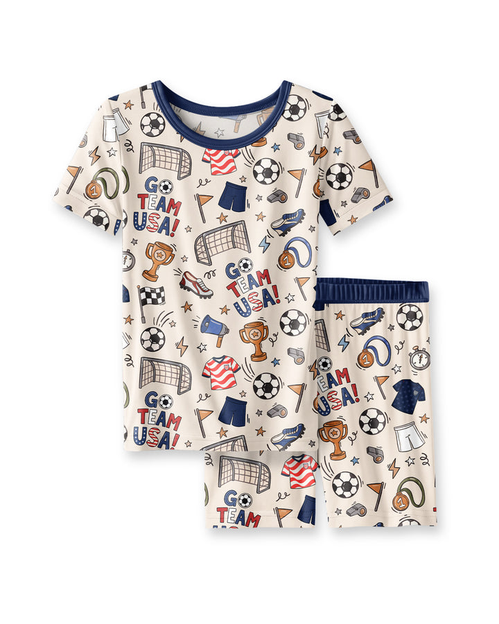 Soccer Go Team USA Bamboo Two Piece Short Sleeve Shorts Pajama Set