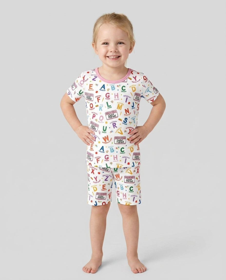 Schlafanzug-Set zweiteilig, kurze Ärmel, kurze Hose, Bambus