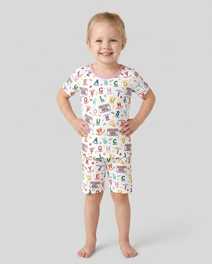 Schlafanzug-Set zweiteilig, kurze Ärmel, kurze Hose, Bambus