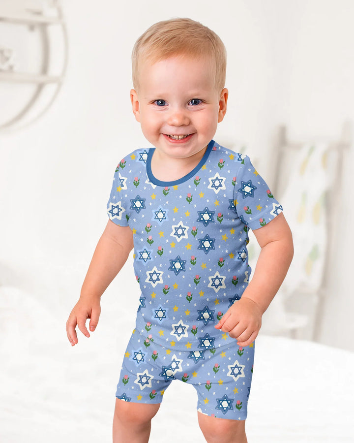 Conjunto de Pijama de Dos Piezas de Bambú con Mangas Cortas y Pantalones Cortos