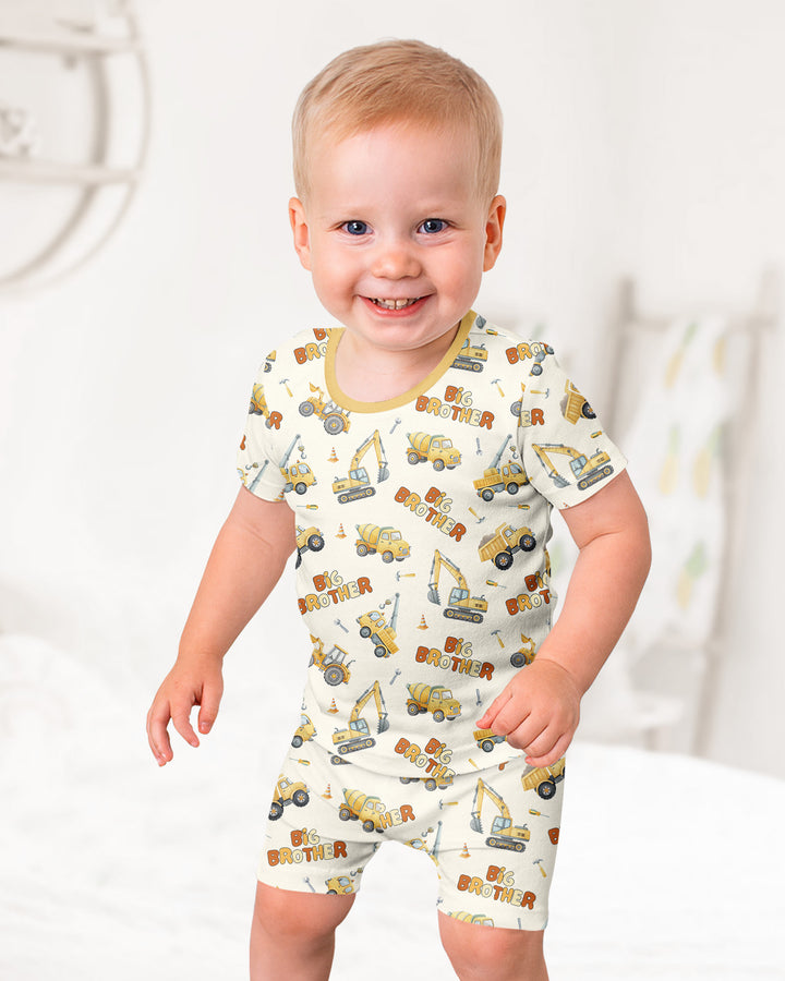 Custom Construction Matching Sibling Bamboo Two Piece Short Sleeve Shorts Pajama Set