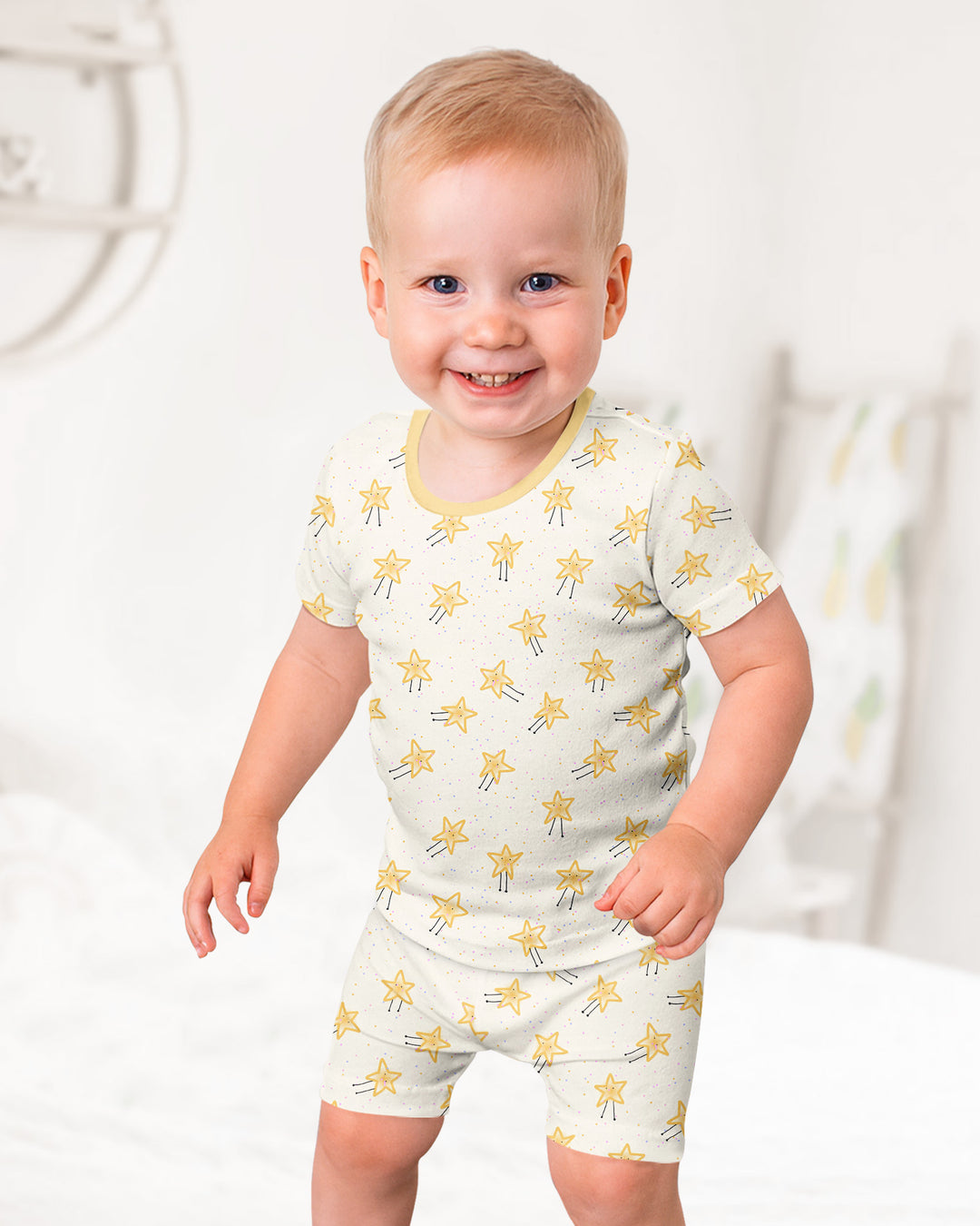 Happy Little Stars Family Matching Bamboo Two Piece Short Sleeve Shorts Pajama Set