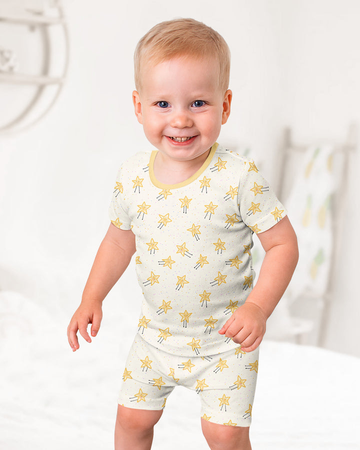 Happy Little Stars Family Matching Bamboo Two Piece Short Sleeve Shorts Pajama Set