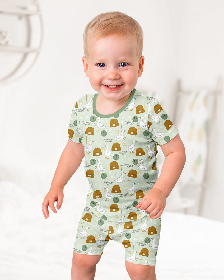 Conjunto de Pijama de Dos Piezas de Bambú con Mangas Cortas y Pantalones Cortos