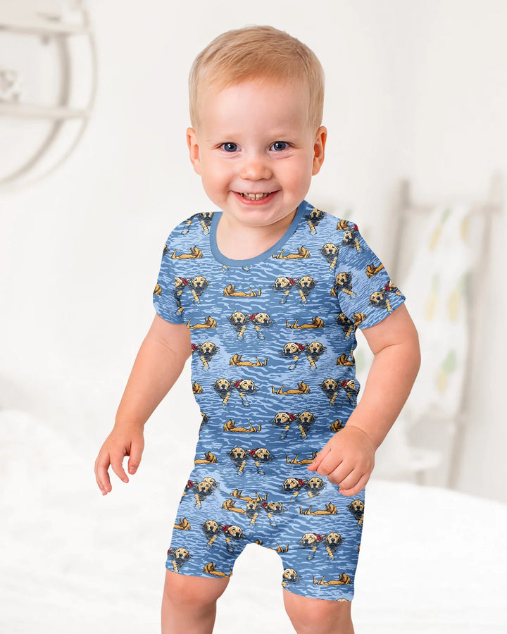 Conjunto de Pijama de Dos Piezas de Bambú con Mangas Cortas y Pantalones Cortos