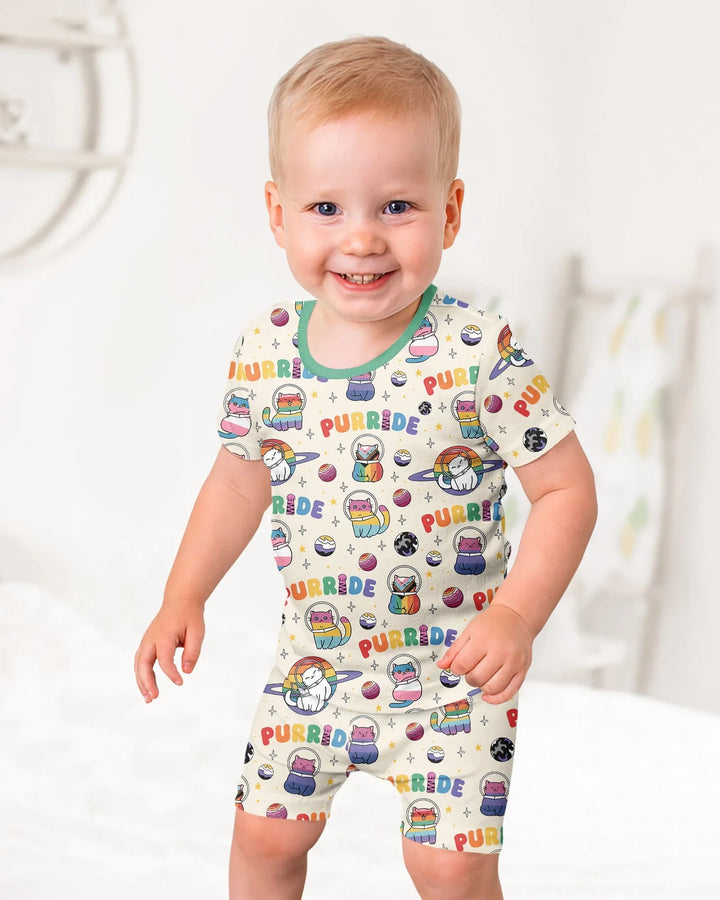 Schlafanzug-Set zweiteilig, kurze Ärmel, kurze Hose, Bambus