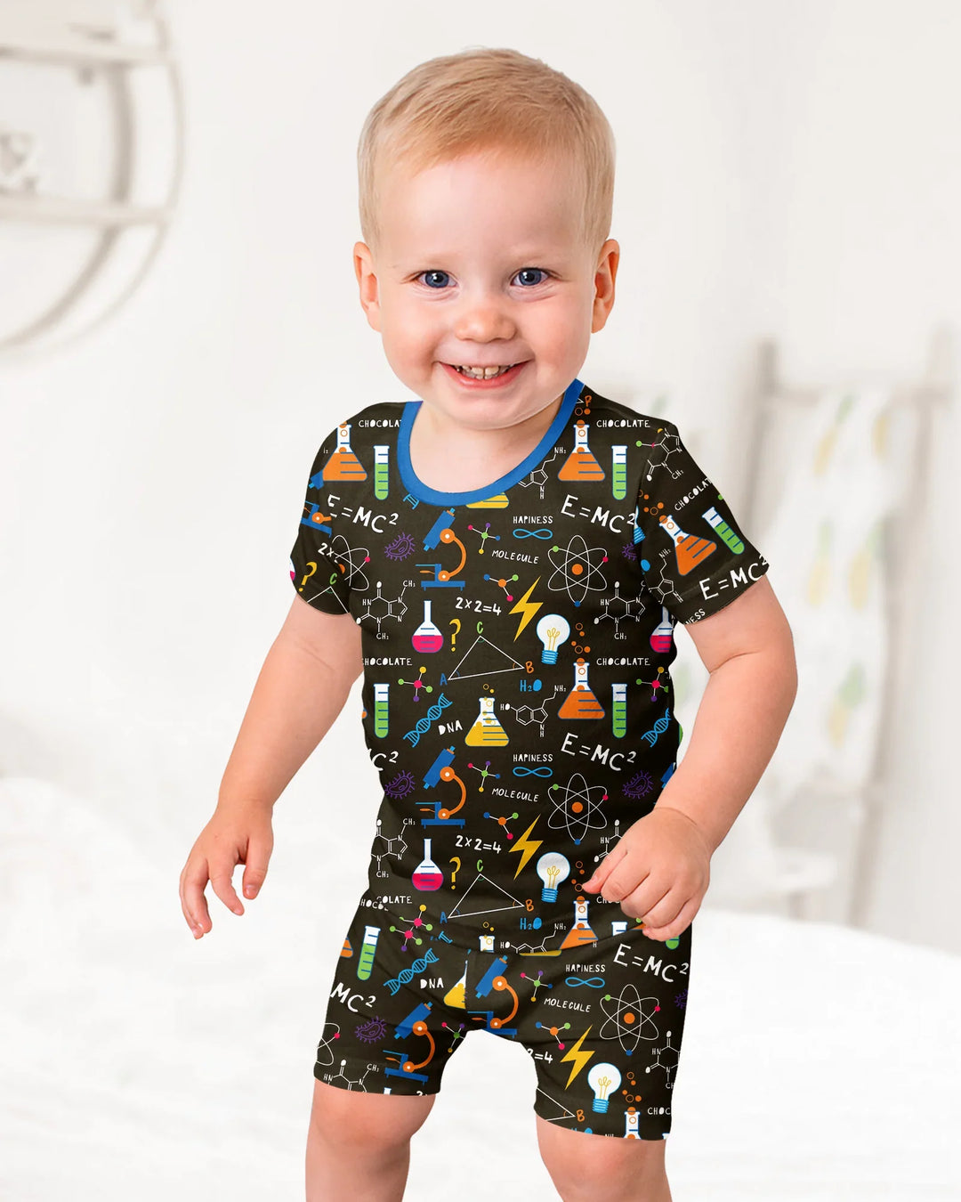 Science Explorer Family Matching Bamboo Two Piece Short Sleeve Shorts Pajama Set