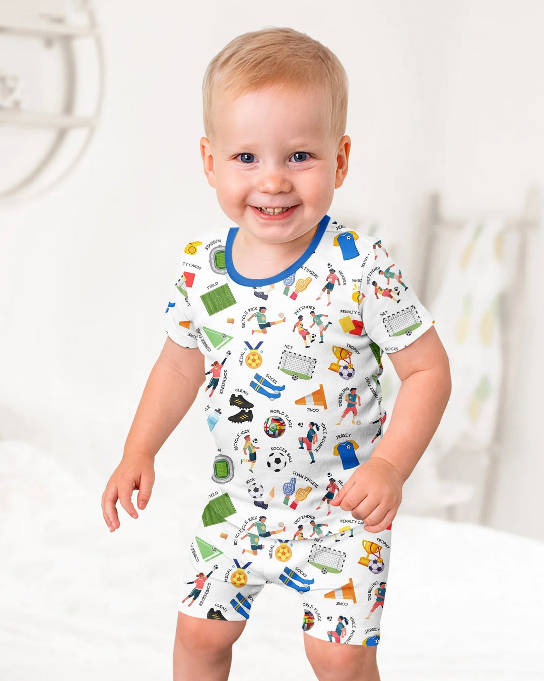 Soccer Fever All About The Game Two Piece Short Sleeve Shorts Pajama Set