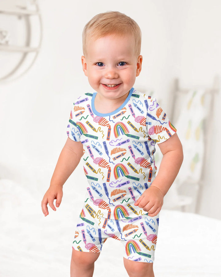 Schlafanzug-Set zweiteilig, kurze Ärmel, kurze Hose, Bambus