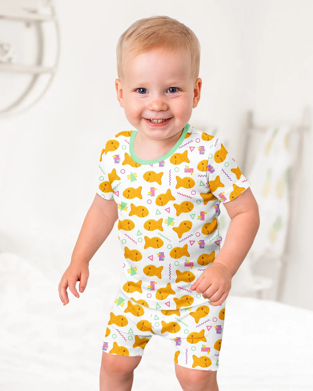 Conjunto de Pijama de Dos Piezas de Bambú con Mangas Cortas y Pantalones Cortos