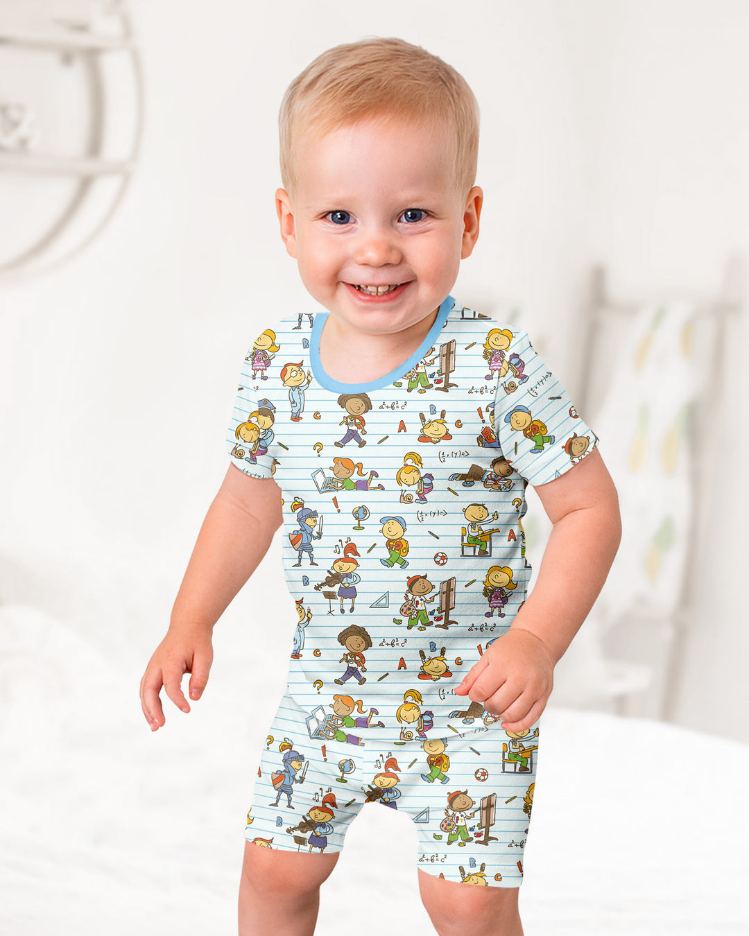 100 Días De... Conjunto de Pijama de Dos Piezas de Bambú de Manga Corta y Pantalón Corto