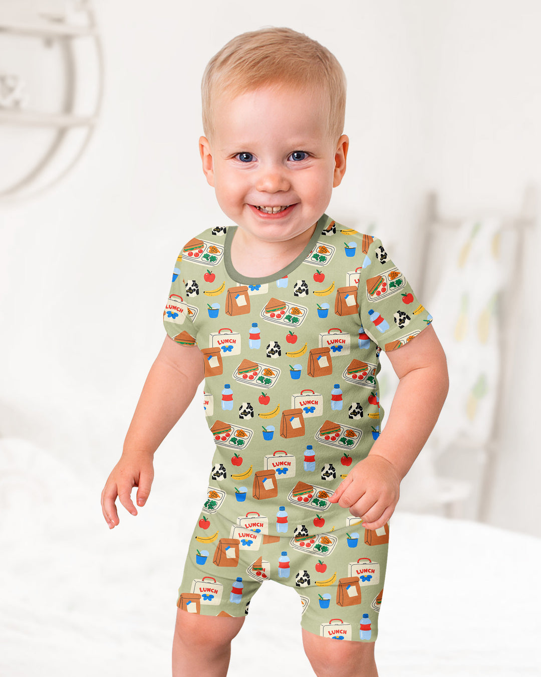 Schlafanzug-Set zweiteilig, kurze Ärmel, kurze Hose, Bambus