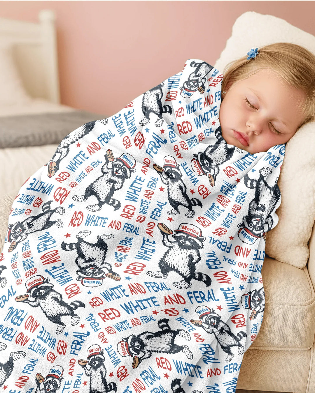 Red White and Feral Bamboo Blanket