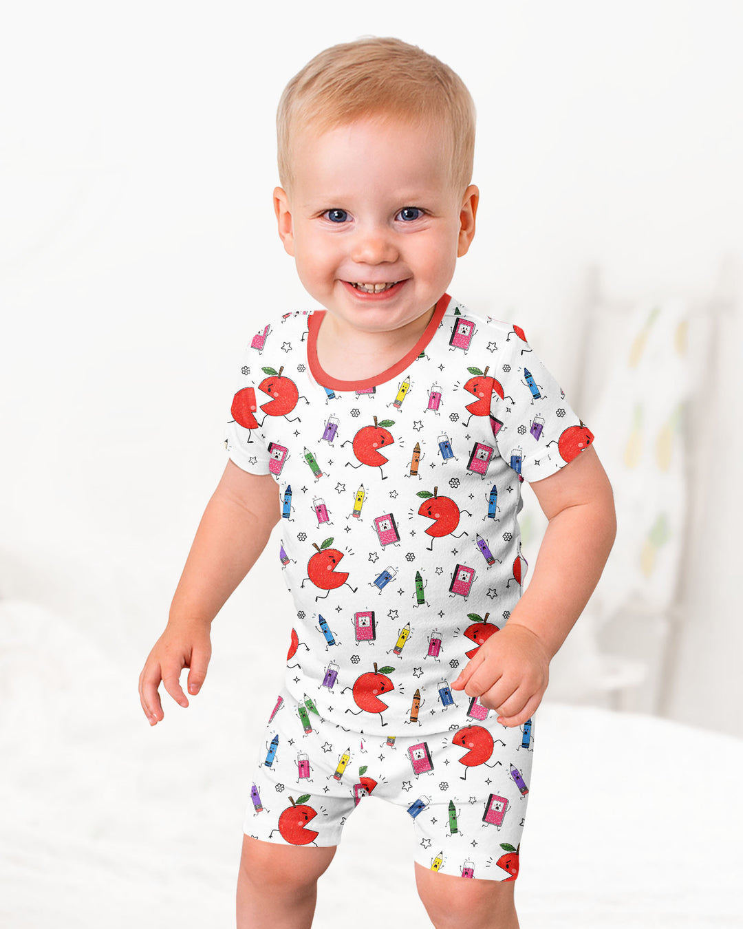 Conjunto de Pijama de Dos Piezas de Bambú con Mangas Cortas y Pantalones Cortos