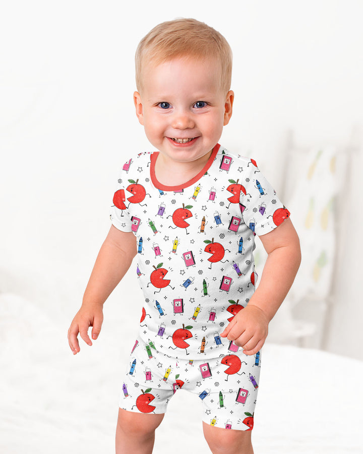 Conjunto de Pijama de Dos Piezas de Bambú con Mangas Cortas y Pantalones Cortos
