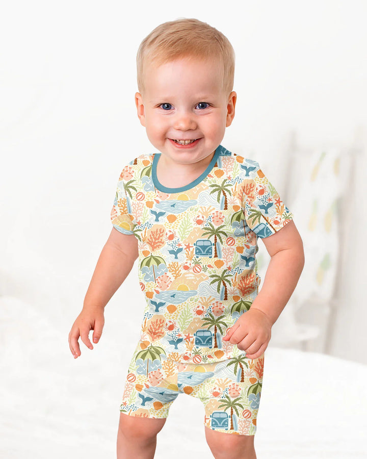 Schlafanzug-Set zweiteilig, kurze Ärmel, kurze Hose, Bambus