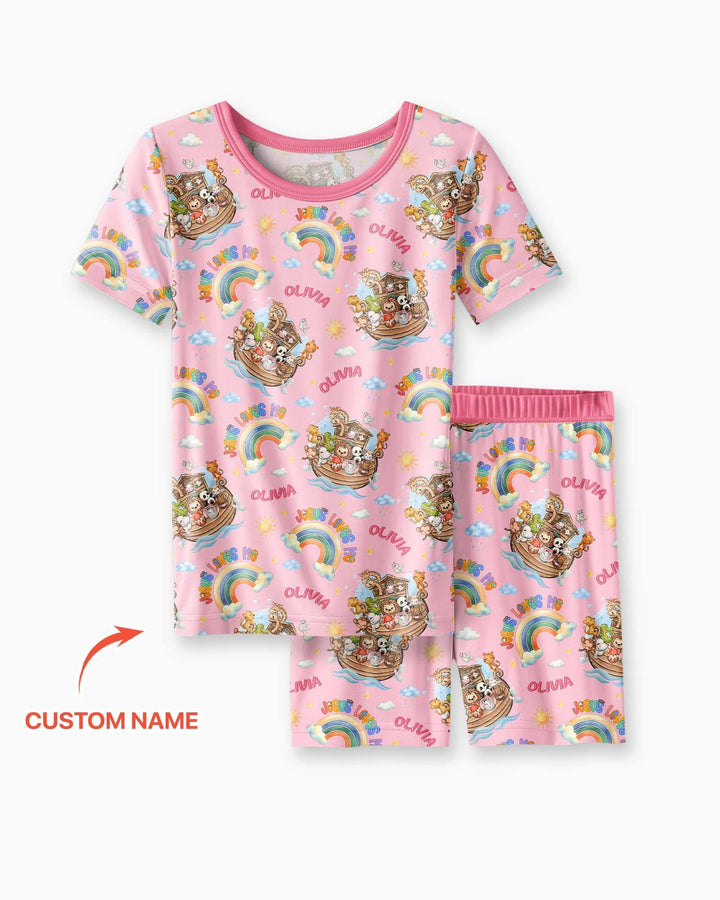 Conjunto de Pijama de Dos Piezas de Bambú con Mangas Cortas y Pantalones Cortos