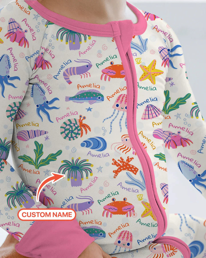 Tide Pool Pals Custom Name Bamboo Convertible Zippy