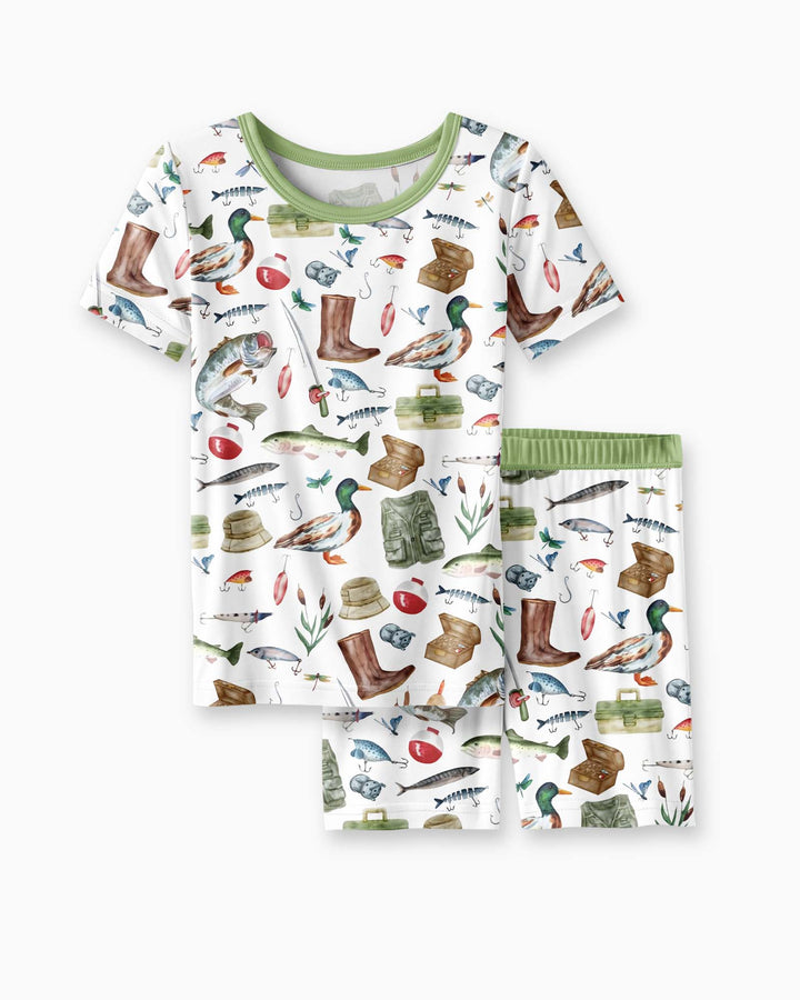 Daddy's Fishing Buddy Daddy& Me Matching Bamboo Two Piece Short Sleeve Shorts Pajama Set