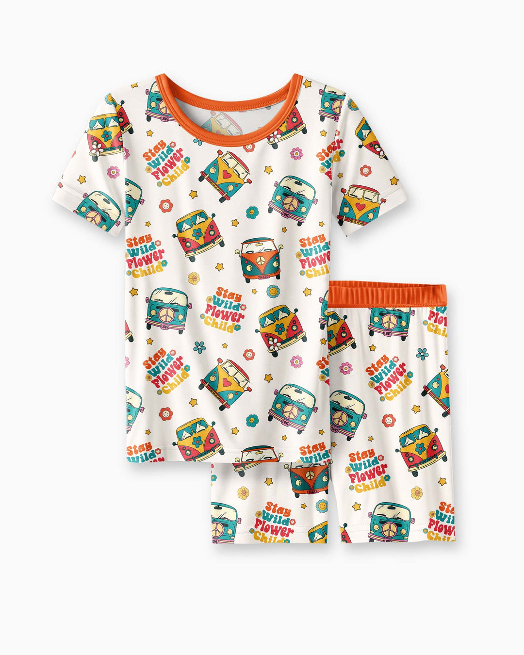 Stay Wild Flower Child Bamboo Two Piece Short Sleeve Shorts Pajama Set