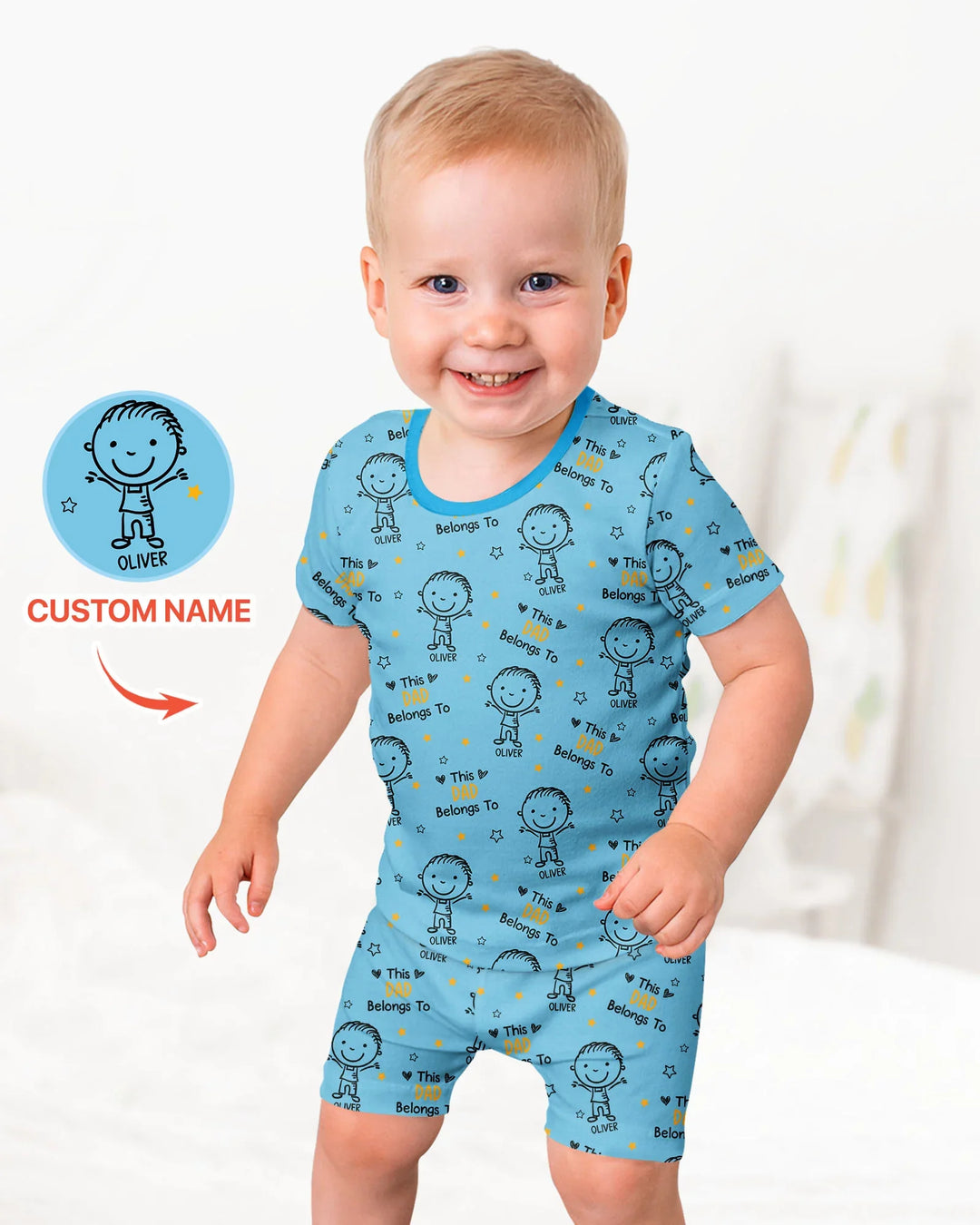 Zweiteiliges Pyjama-Set mit kurzen Ärmeln und Shorts im Sommer-Design